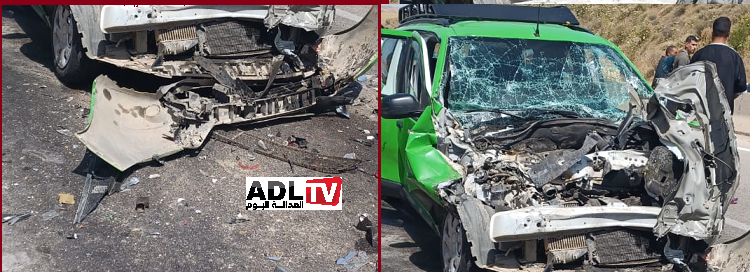 أصيب ستة أشخاص في حادثة سير خطيرة إثر اصطدام سيارة أجرة بشاحنة